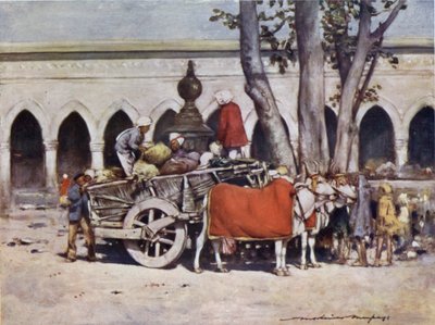 Scene uden for jernbanestationen under Delhi Durbar af Mortimer Ludington Menpes